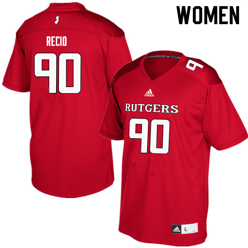 Women #90 Freddie Recio Rutgers Scarlet Knights College Football Jerseys Sale-Red - Click Image to Close